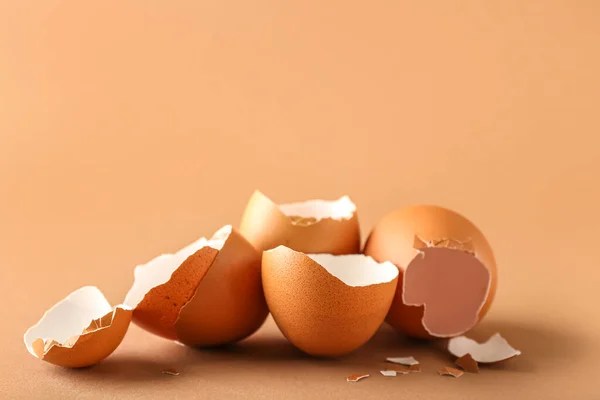 Heap Broken Egg Shells Color Background — Photo