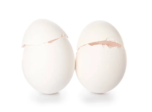 Cracked Egg Shells White Background — Photo