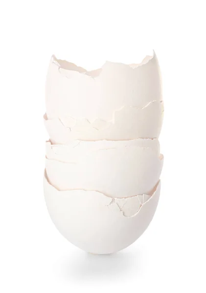 Stapel Eierschalen Witte Achtergrond — Stockfoto