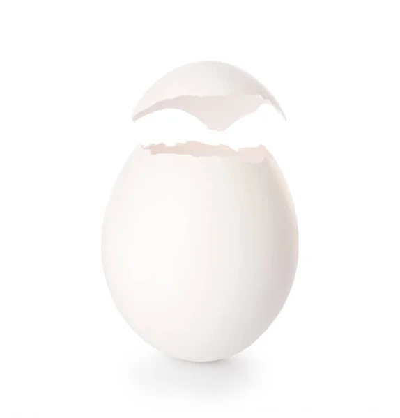Cracked Egg Shell White Background — Stock Photo, Image