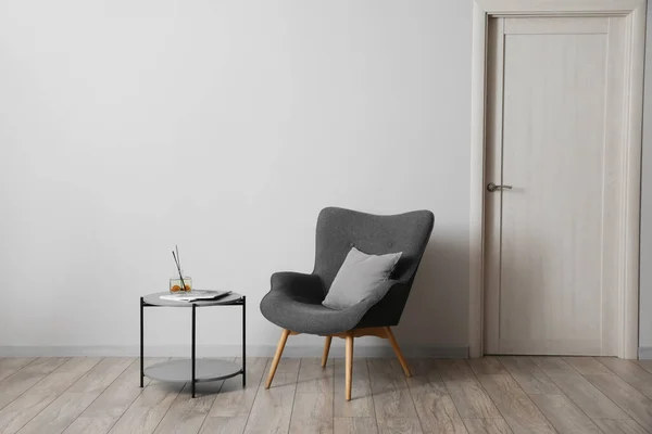 Comfortable Armchair Table Air Freshener Light Wall Room — Stock Fotó
