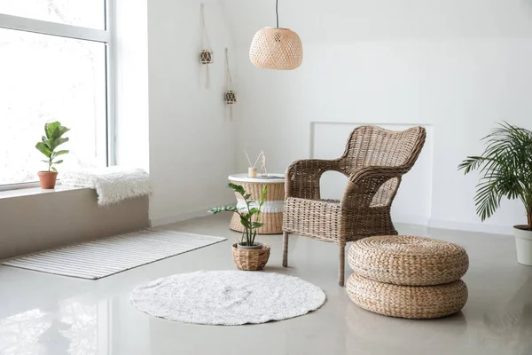 Comfortable Armchair Houseplants Light Room — Stockfoto