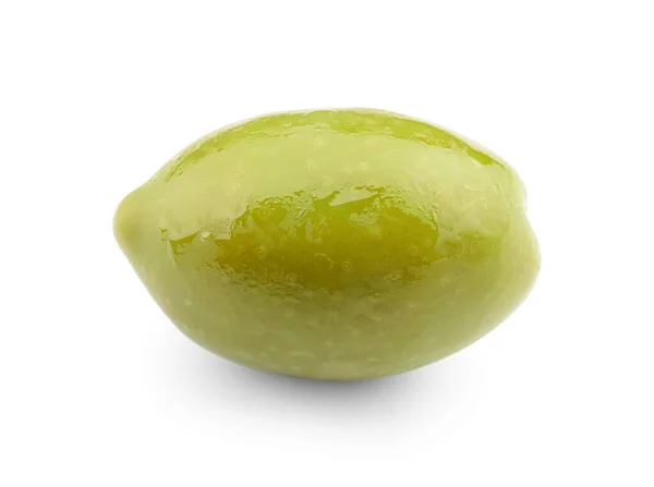 Зеленая Оливка Белом Фоне — стоковое фото