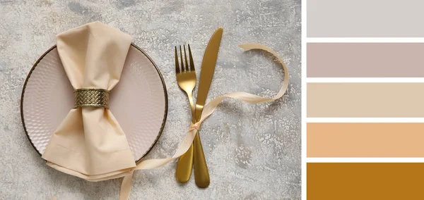 Simple Beautiful Table Setting Light Background Different Color Patterns — Stock Fotó
