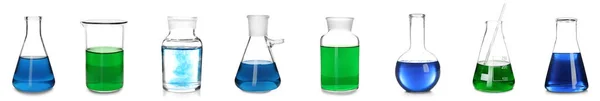 Set Laboratory Glassware Isolated White — Stock Photo, Image