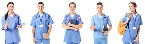 Set Medical Students Isolated White — Stockfoto