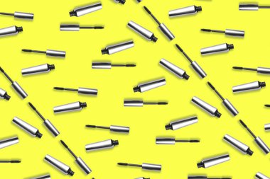 Sarı arka planda siyah rimel. Tasarım için desen