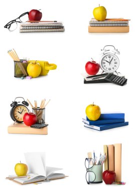 Beyaz elmalı okul kırtasiyesi.