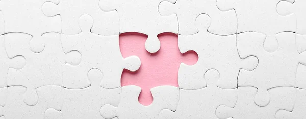 White Jigsaw Puzzle Missing Piece Closeup — Stock Photo, Image