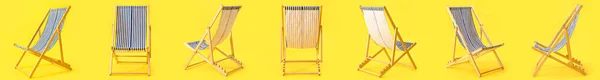 Set Deck Chairs Yellow Background — Stock Photo, Image