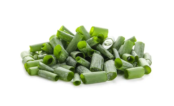 Heap Cut Green Onion White Background — 图库照片