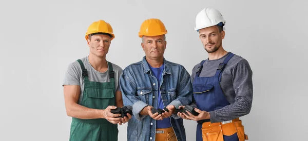 Miner Men Coal Grey Background — Stock Photo, Image