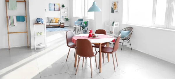 Interior Studio Apartment Dining Table — Zdjęcie stockowe