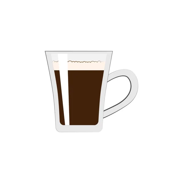 Glass Cup Hot Coffee White Background — Archivo Imágenes Vectoriales