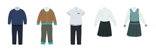 Set School Uniform Boys Girls White Background — Vetor de Stock