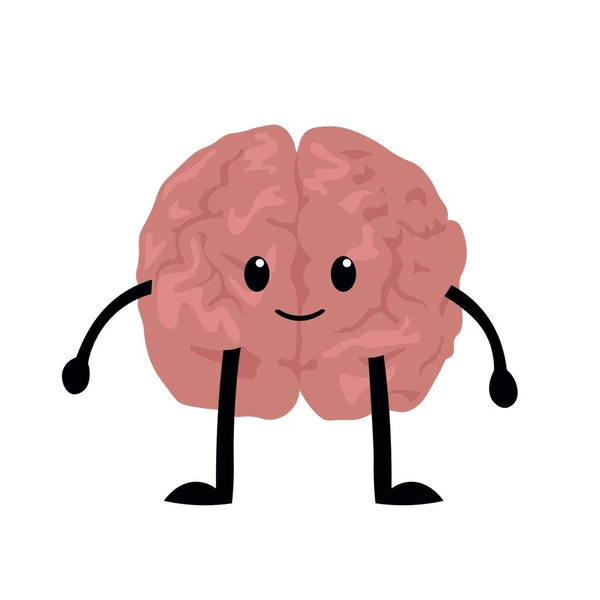 Funny Human Brain White Background — Vettoriale Stock