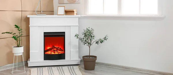 Interior Modern Room Fireplace — Stock Photo, Image