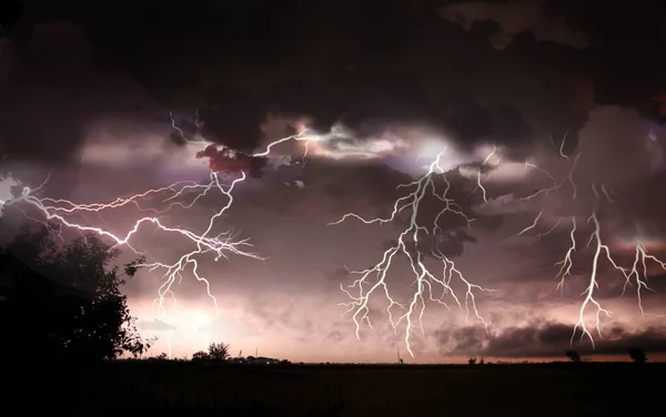 Lightning Dark Sky Night — Stockfoto