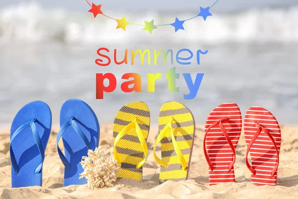 Advertisement Banner Summer Party Flip Flops — Stok fotoğraf