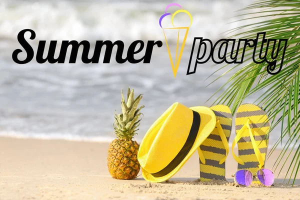 Werbebanner Für Sommerfest Mit Strandzubehör — Stockfoto