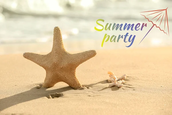 Advertisement Banner Summer Party Starfish — Zdjęcie stockowe