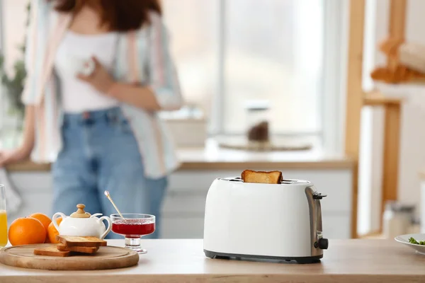 Toaster Jam Fruit Kitchen Table — Stock Photo, Image