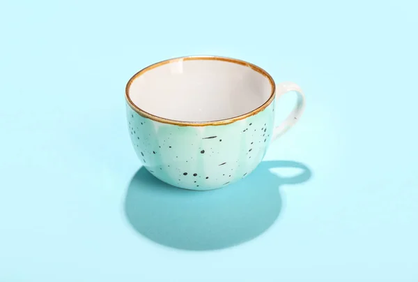 Empty Ceramic Cup Blue Background — Stock Photo, Image