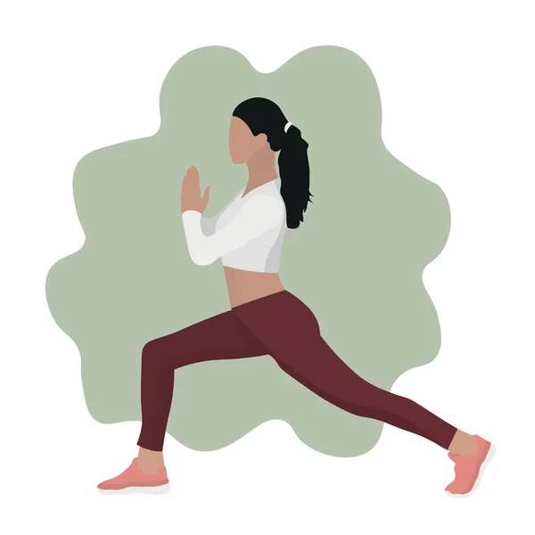 Mujer Deportiva Practicando Yoga Sobre Fondo Blanco — Archivo Imágenes Vectoriales