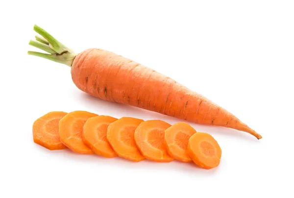 Fresh Carrot Cut Pieces White Background — Stockfoto