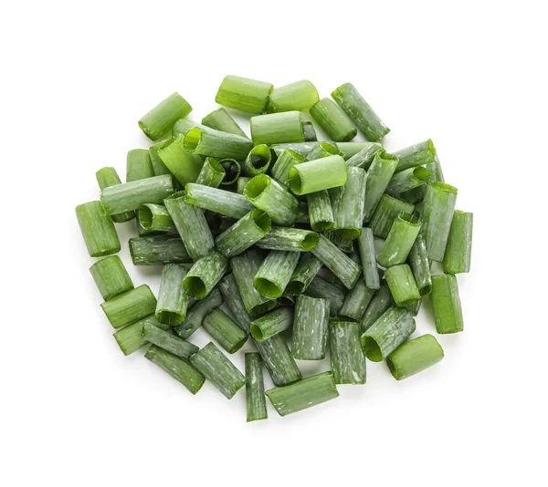 Heap Cut Green Onion Isolated White Background — Stock Photo, Image