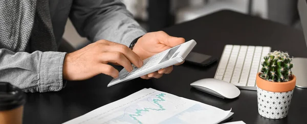 Male Accountant Working Office Closeup — Stock Photo, Image