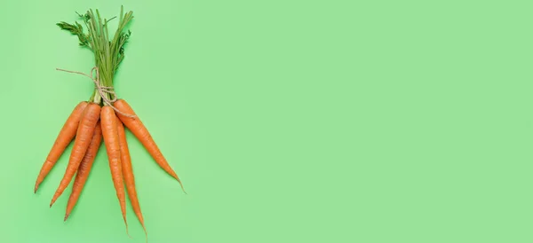 Fresh Carrots Green Background Space Text — Photo