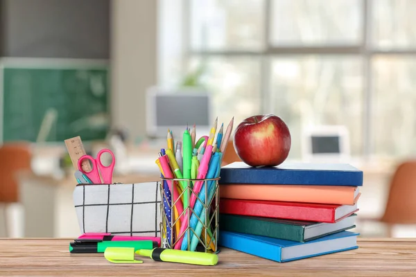 Schoolspullen Appel Tafel Klas — Stockfoto