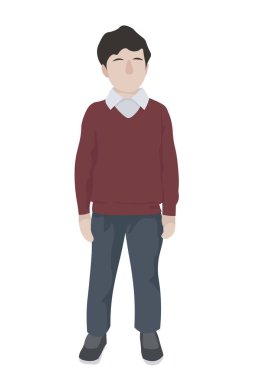 Beyaz arka planda küçük okul çocuğu