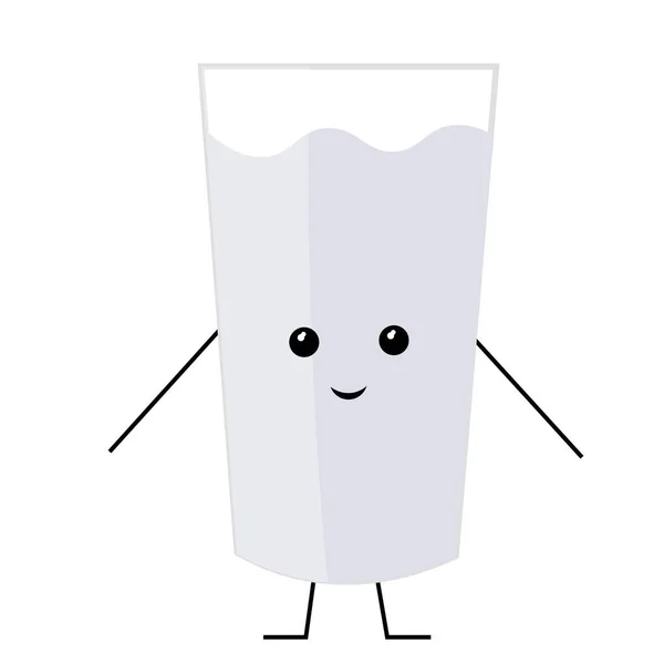 Funny Glass Milk White Background — Vector de stock