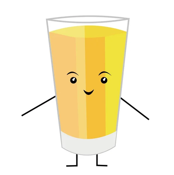 Funny Glass Orange Juice White Background — Vettoriale Stock