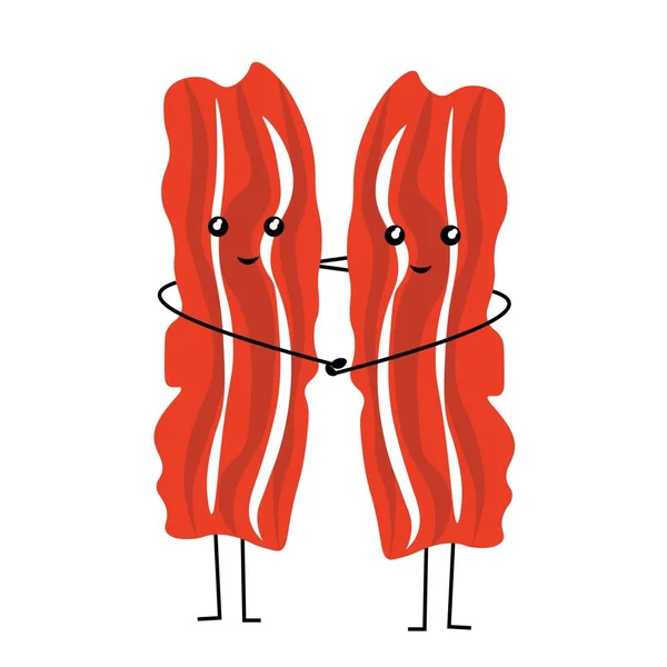 Funny Bacon Pieces White Background — Stockový vektor