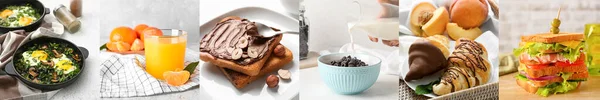 Set Nutrient Breakfasts Light Background — 스톡 사진