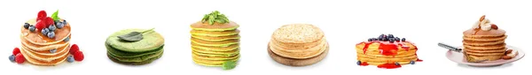 Assortment Sweet Pancakes White Background — Stockfoto