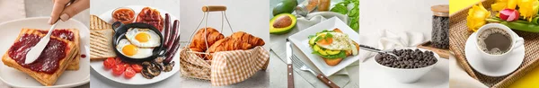 Group Nutrient Breakfasts Light Background — 스톡 사진