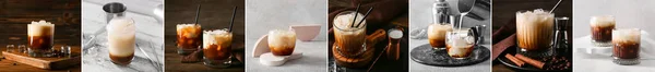 Collage Fresh White Russian Cocktail — 스톡 사진