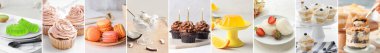 Collection of tasty desserts on table