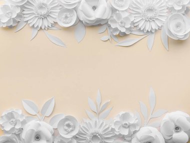 Işık arkaplanda yaprakları olan kağıt çiçekler