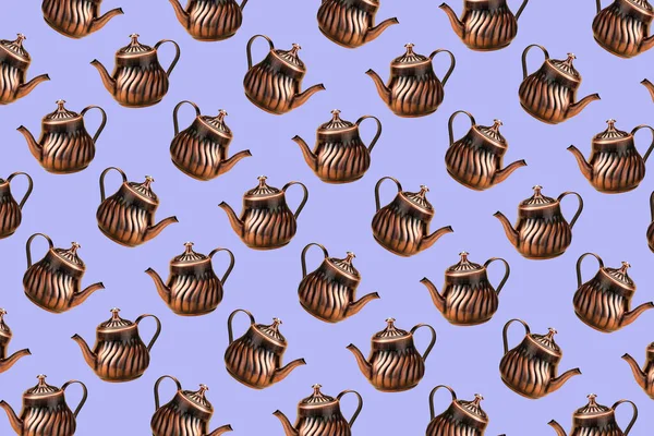 Stylish Teapots Color Background —  Fotos de Stock