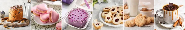 Collage Delicious Desserts Table — Foto de Stock