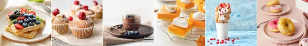 Collection Natural Desserts Table — 스톡 사진