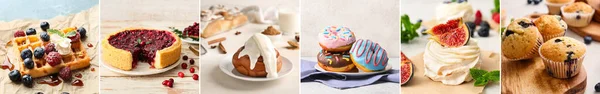 Set Traditional Desserts Light Background — 스톡 사진