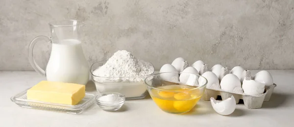 Different Fresh Ingredients Baking Table — Foto de Stock