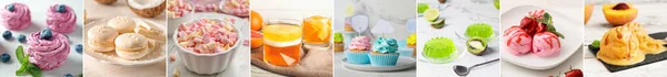 Group Delicious Desserts Table — Stock Photo, Image