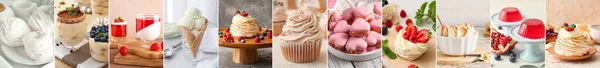 Set Tasty Desserts Table — Stock Fotó